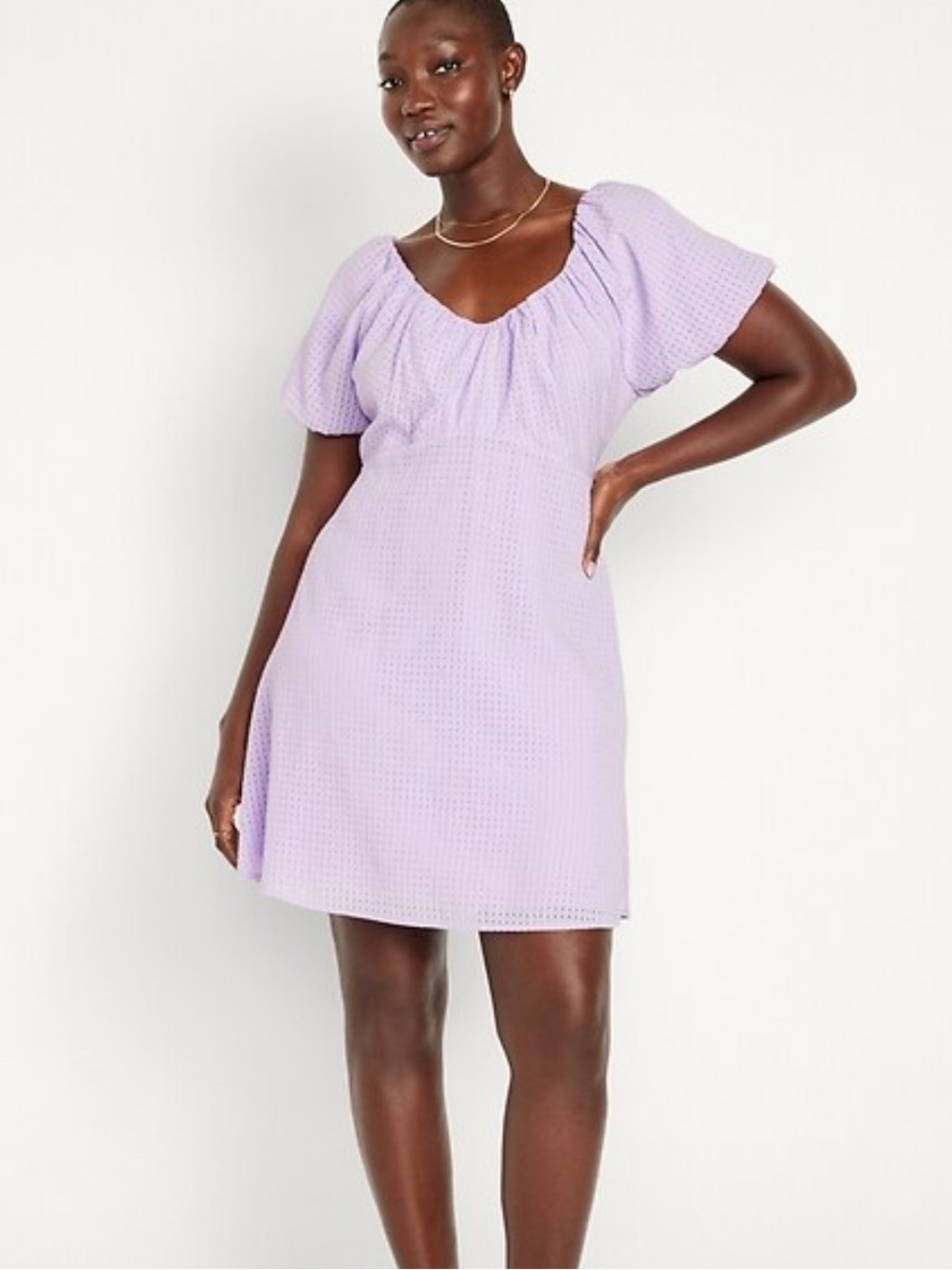 Old navy Lavender Eyelet Puff-Sleeve Mini Dress